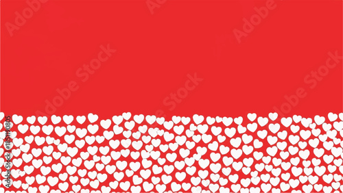 Hearts falling from top to bottom on red background