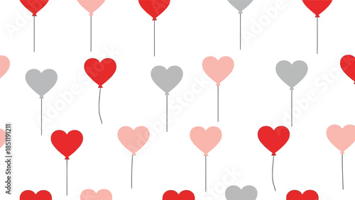 Colorful Heart Balloon Pattern Vector for Romantic Designs, Celebrations, and Valentine's Day Graphics