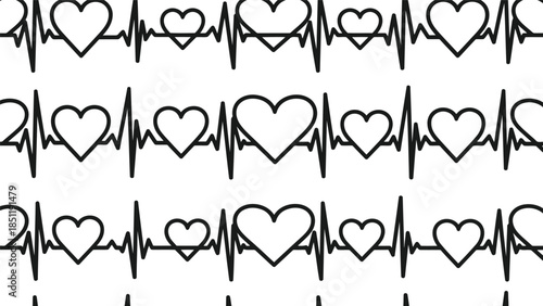 Stylized Heartbeat Vector Pattern for Health and Wellness Designs - Modern, Trendy Art for Medical, Love, and Romantic Themes