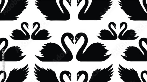Elegant Black Swans Pattern Vector for Stunning Design Projects, Perfect for Home Decor and Fashion