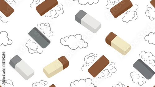 Colorful Cartoon Erasers Pattern Vector for School or Art Projects, Fun and Creative Design