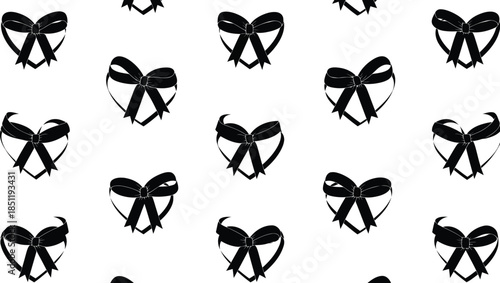 Elegant Black Ribbon Pattern Vector for Romantic Invitations, Elegant Designs, and Fashion Illustrations