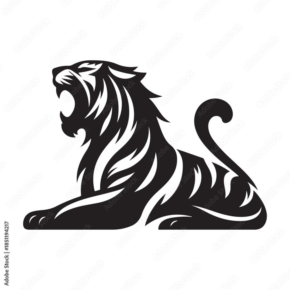 Fototapeta premium tiger roaring vector silhouette clip art logo design illustration