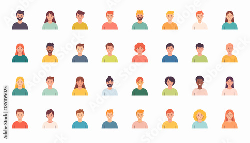 Diverse group of people icons.