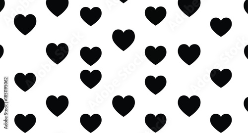 Seamless Black Hearts Pattern Vector Design for Romantic, Wedding, and Valentine's Day Projects
