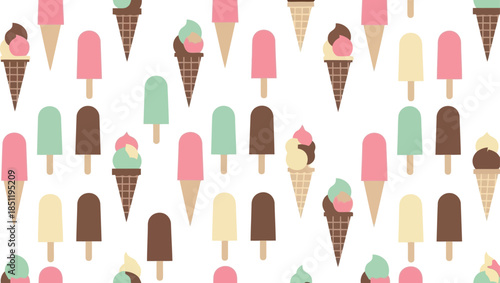 Colorful Ice Cream Treats Pattern Vector for Sweet Desserts and Summer Designs
