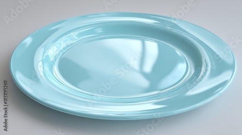 A blue plate with a shiny surface