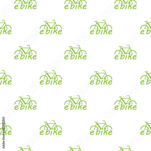 E bike logo design seamless pattern isolated on white background