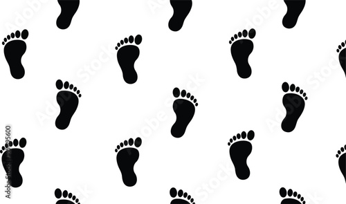 Black Footprints Pattern Vector for Seamless Backgrounds, Home Decor, and Fashion Design Inspiration