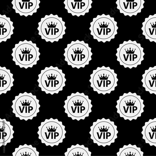 VIP badge seamless pattern isolated on black background