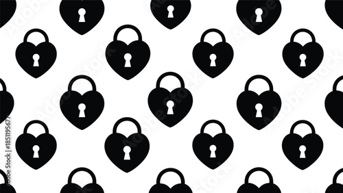 Stylish Heart-Shaped Lock Pattern Vector for Romantic Design Projects and Valentine's Day Themes