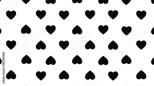 Charming Black Hearts Pattern for Elegant Designs - Seamless Vector for Romantic Themes and Stylish Projects