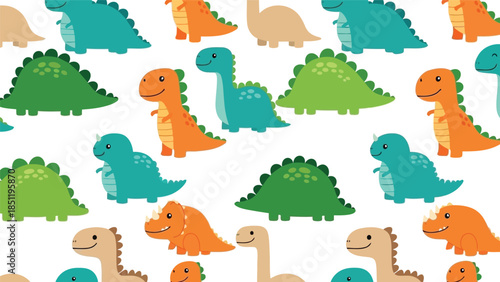 Playful Dinosaur Pattern Vector for Kids' Products, Educational Use, and Fun Decor