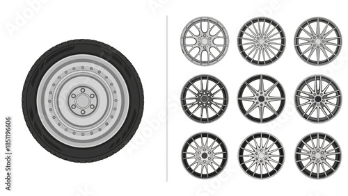 Comprehensive Collection of Automotive Wheel and Tire Designs for Vehicles