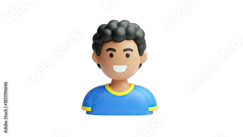 3D Cartoon Boy Smiling on White Background