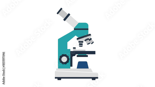 Colorful flat microscope design on white background for science themes
