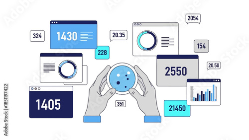 Analyzing data trends with interactive digital dashboard interface