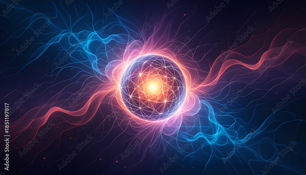 Obraz premium Abstract Digital Technology Sphere with Big Data and Global Network Connection.