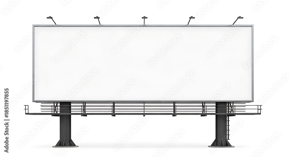 Obraz premium Blank outdoor advertising billboard with a white screen for message display, isolated on white background