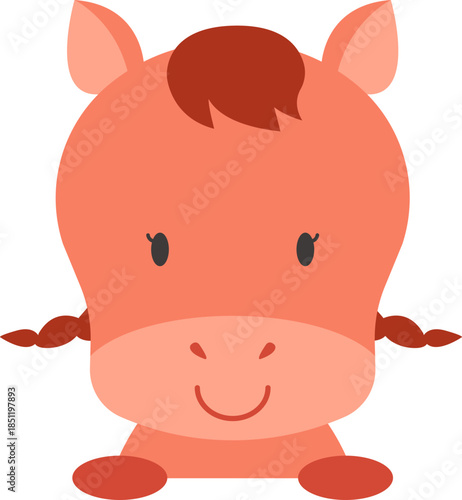 Cute red horse character vector illustration