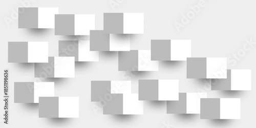 Abstract white 3D geometric shapes on white background. Professional Blank Paper or Cardboard Box Template. Innovative wall art design modern abstract gallery installation. 3d Modern abstract design.