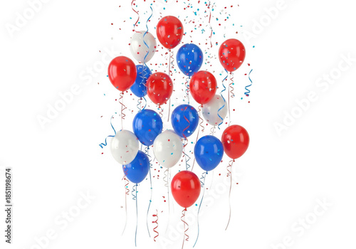 Celebration balloons cluster isolated on transparent background