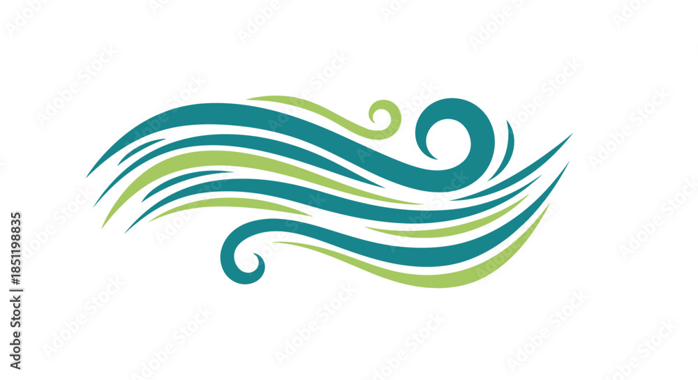Fototapeta premium Abstract Wave Design Element in Teal and Lime Green.