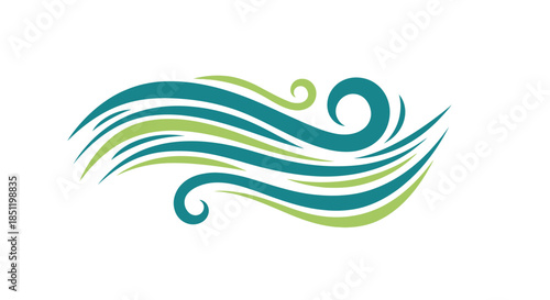 Abstract Wave Design Element in Teal and Lime Green.