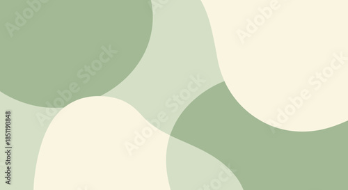 Abstract Organic Shapes Background in Sage Green and Cream.