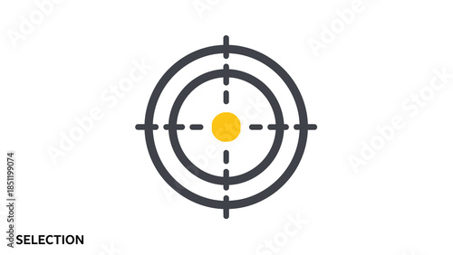 Minimalist bullseye target with yellow center on white background