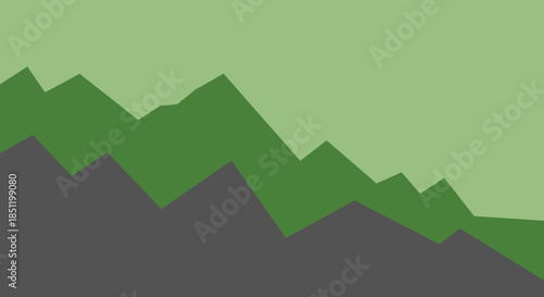 Abstract Green Mountain Landscape Minimalist Design.
