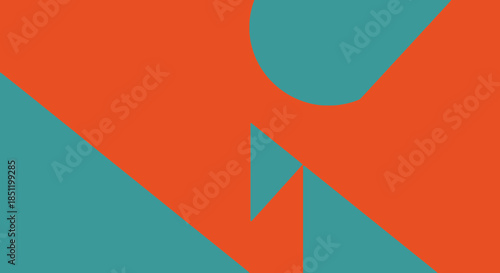 Abstract geometric pattern with vibrant orange and teal colors.