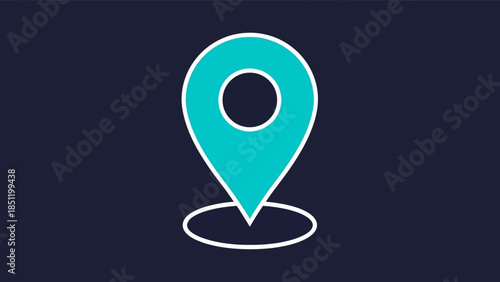 Simple icon of a map pin on dark blue background for online location and navigation concepts