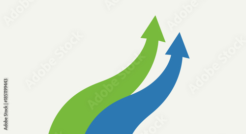 Two upward-curving arrows symbolizing growth and progress.