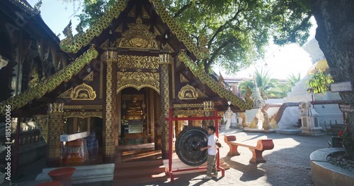 Wat ket karam old wooden door pagoda chiangmai temple Thailand
