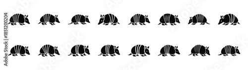 armadillo icons collection. Animal icon set. Isolated on White background