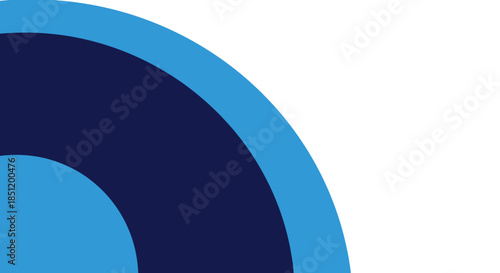 Abstract blue and navy concentric circles on white background.