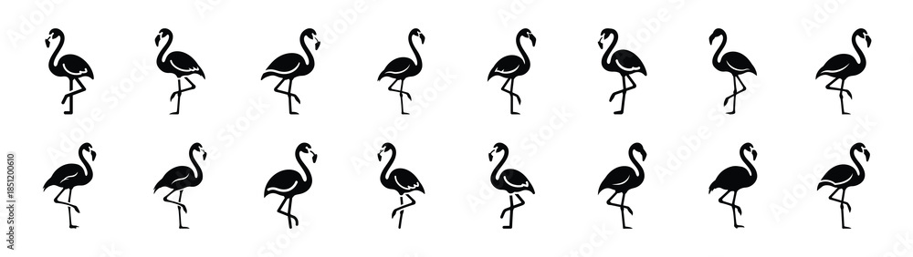 Fototapeta premium flamingo icons collection. Animal icon set. Isolated on White background