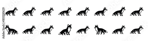 fox icons collection. Animal icon set. Isolated on White background