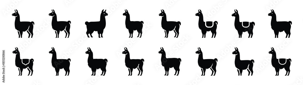 Obraz premium llama icons collection. Animal icon set. Isolated on White background