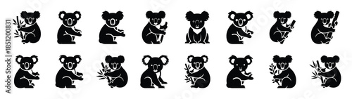 koala icons collection. Animal icon set. Isolated on White background