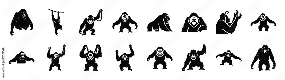 Fototapeta premium orangutan icons collection. Animal icon set. Isolated on White background