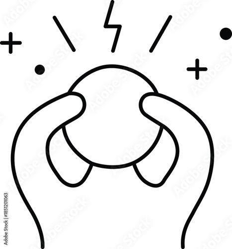 Hands covering head in thought Vector