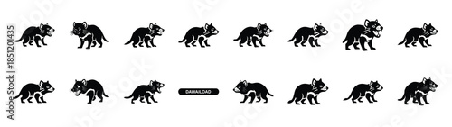 tasmanian devil icons collection. Animal icon set. Isolated on White background