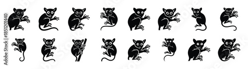 tarsier icons collection. Animal icon set. Isolated on White background