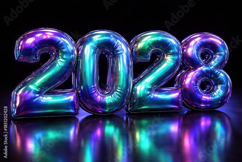 Gleaming 2028 Balloons with Iridescent Sheen new year
