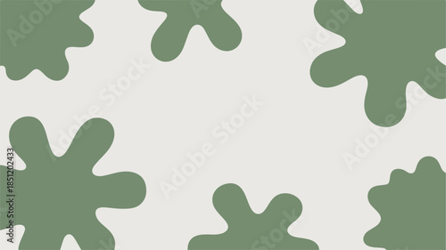 minimalist background with soft sage green organic blobs and splashes on cream color, simple art