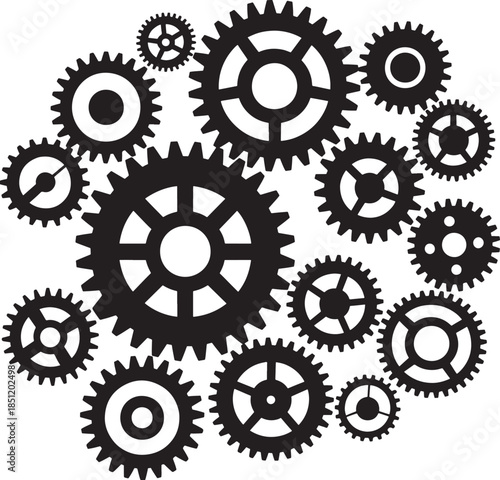 Interconnected gears in motion