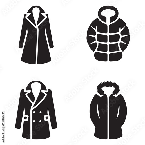 Long winter coat elegant cold season fashion silhouette vector graphic