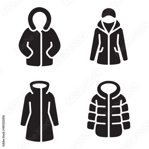 Short winter jacket casual everyday outerwear silhouette vector icon